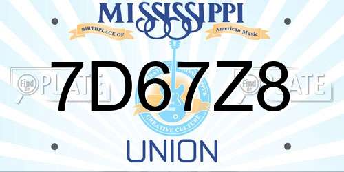 7D67Z8 Mississippi License Plate