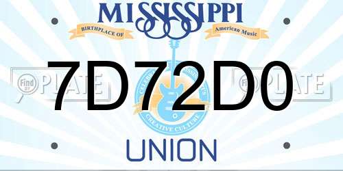 7D72D0 Mississippi License Plate
