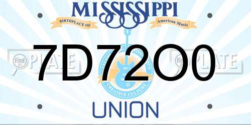 7D72O0 Mississippi License Plate