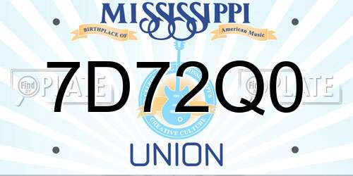 7D72Q0 Mississippi License Plate
