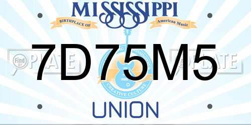 7D75M5 Mississippi License Plate