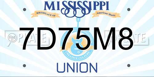 7D75M8 Mississippi License Plate