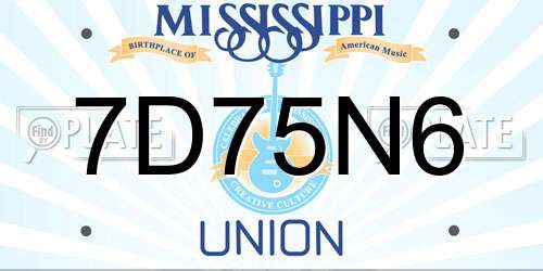 7D75N6 Mississippi License Plate