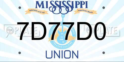 7D77D0 Mississippi License Plate