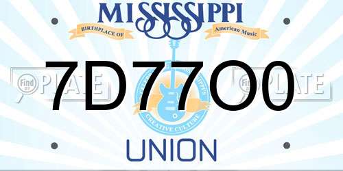 7D77O0 Mississippi License Plate