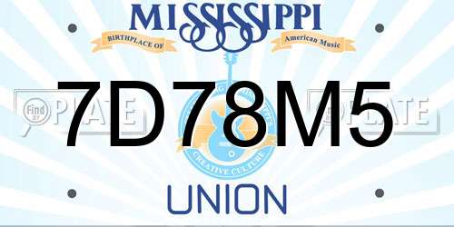 7D78M5 Mississippi License Plate