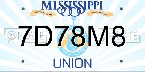 7D78M8 Mississippi License Plate