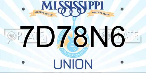 7D78N6 Mississippi License Plate