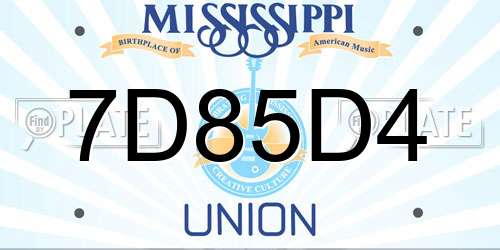 7D85D4 Mississippi License Plate