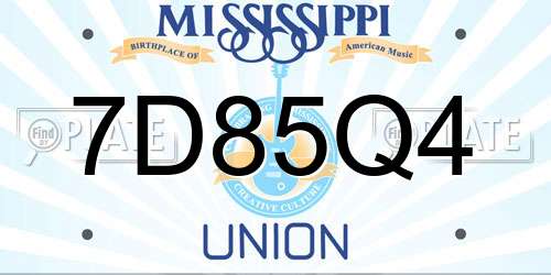 7D85Q4 Mississippi License Plate