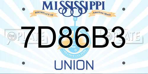 7D86B3 Mississippi License Plate