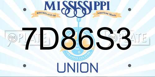 7D86S3 Mississippi License Plate