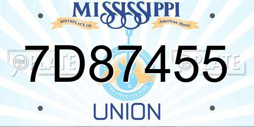 7D87455 Mississippi License Plate