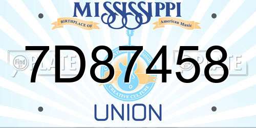 7D87458 Mississippi License Plate