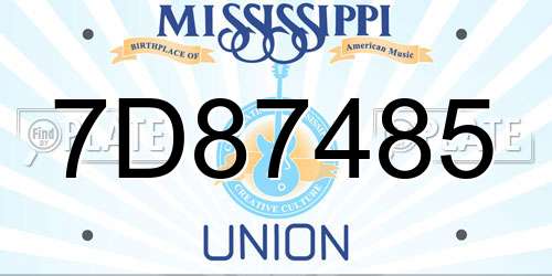 7D87485 Mississippi License Plate