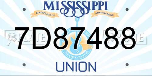 7D87488 Mississippi License Plate