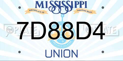 7D88D4 Mississippi License Plate