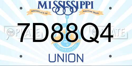 7D88Q4 Mississippi License Plate