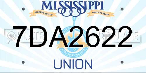 7DA2622 Mississippi License Plate