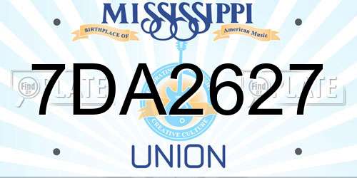 7DA2627 Mississippi License Plate