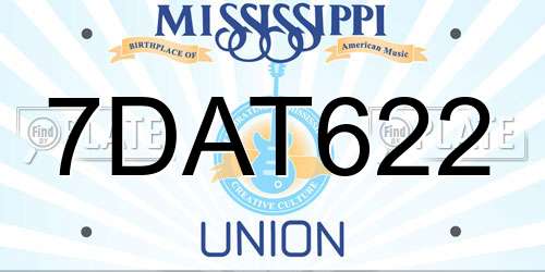 7DAT622 Mississippi License Plate