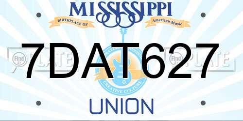 7DAT627 Mississippi License Plate