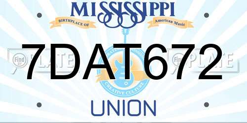 7DAT672 Mississippi License Plate