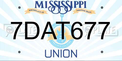 7DAT677 Mississippi License Plate