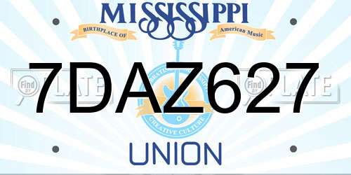 7DAZ627 Mississippi License Plate