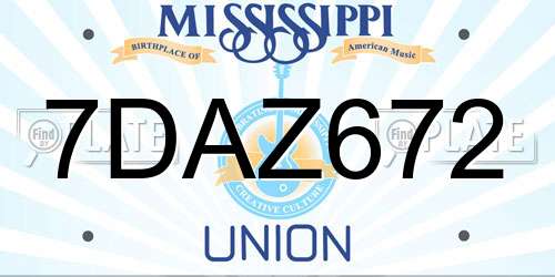 7DAZ672 Mississippi License Plate