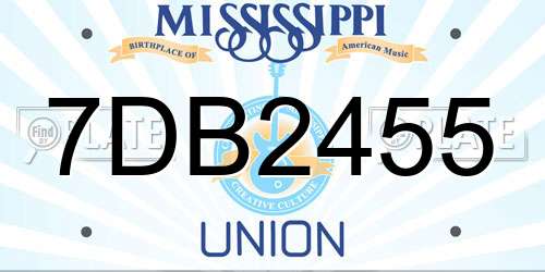 7DB2455 Mississippi License Plate