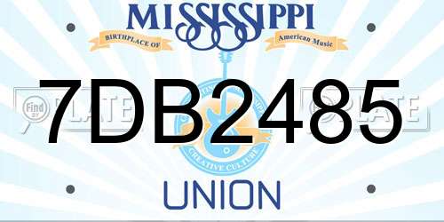 7DB2485 Mississippi License Plate