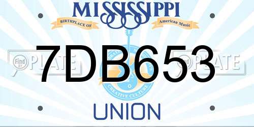 7DB653 Mississippi License Plate