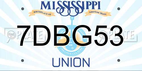 7DBG53 Mississippi License Plate