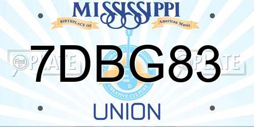 7DBG83 Mississippi License Plate