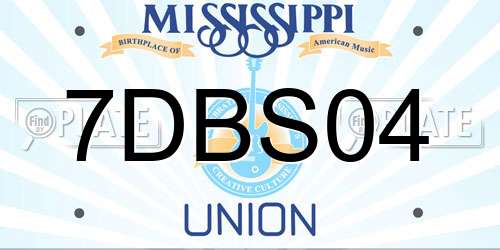 7DBS04 Mississippi License Plate
