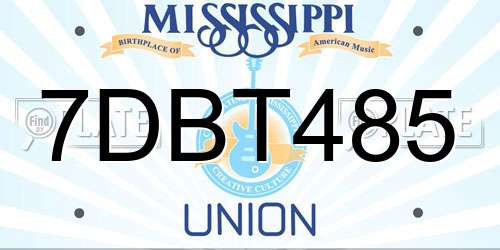 7DBT485 Mississippi License Plate