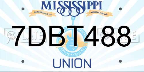 7DBT488 Mississippi License Plate