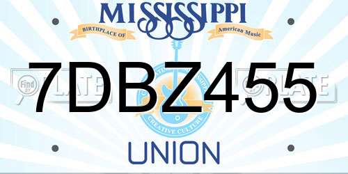 7DBZ455 Mississippi License Plate