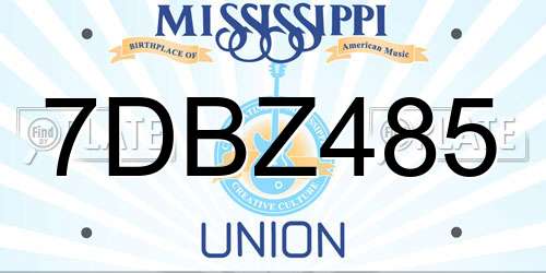 7DBZ485 Mississippi License Plate