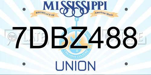 7DBZ488 Mississippi License Plate
