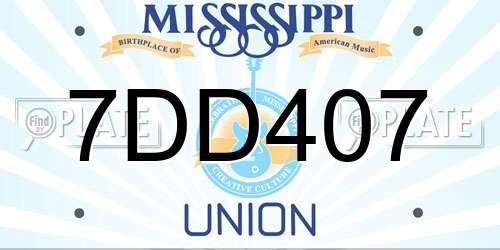 7DD407 Mississippi License Plate