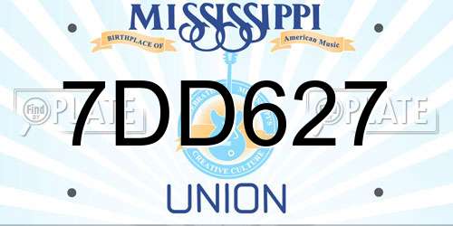 7DD627 Mississippi License Plate