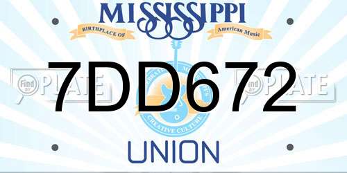 7DD672 Mississippi License Plate