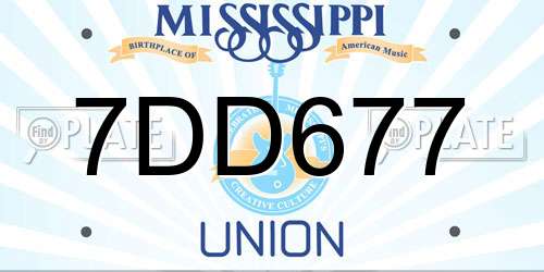 7DD677 Mississippi License Plate