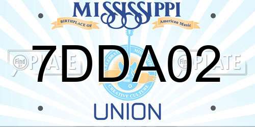 7DDA02 Mississippi License Plate