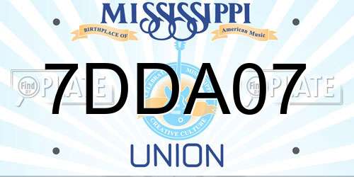 7DDA07 Mississippi License Plate