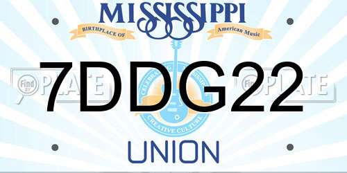 7DDG22 Mississippi License Plate