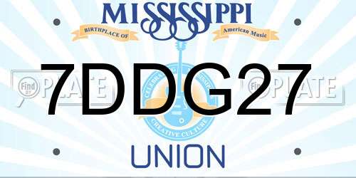 7DDG27 Mississippi License Plate
