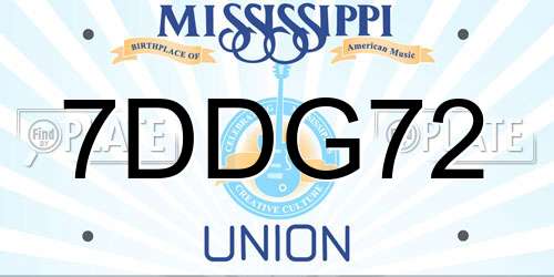 7DDG72 Mississippi License Plate